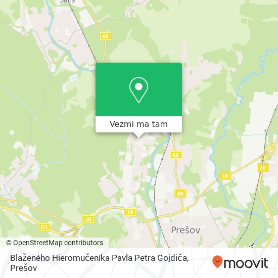 Blaženého Hieromučeníka Pavla Petra Gojdiča mapa