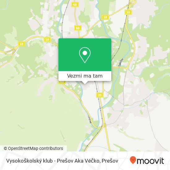 Vysokoškolský klub - Prešov Aka Véčko mapa