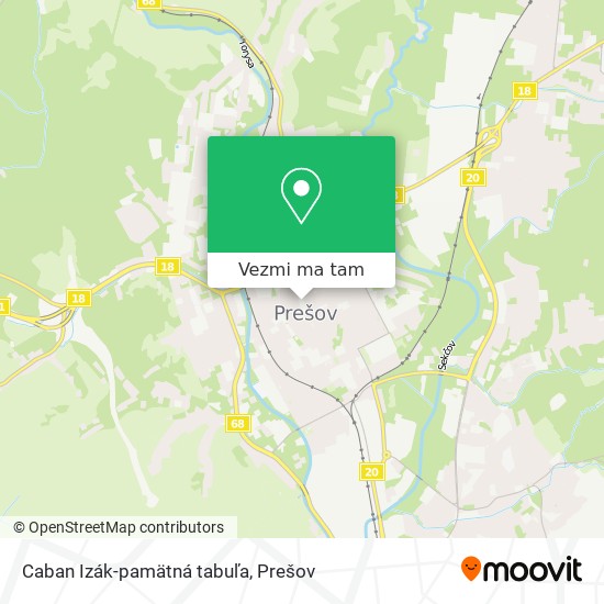 Caban Izák-pamätná tabuľa mapa