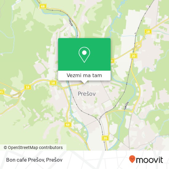 Bon cafe Prešov mapa