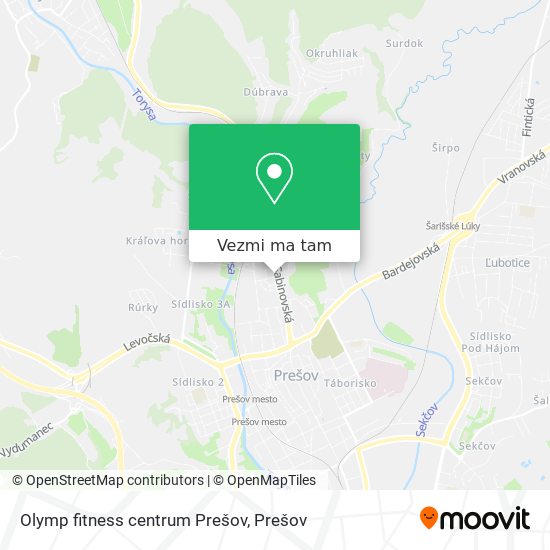 Olymp fitness centrum Prešov mapa