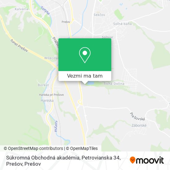 Súkromná Obchodná akadémia, Petrovianska 34, Prešov mapa