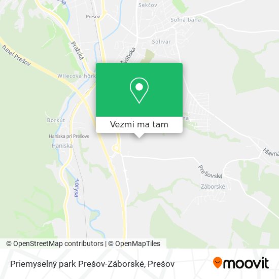 Priemyselný park Prešov-Záborské mapa