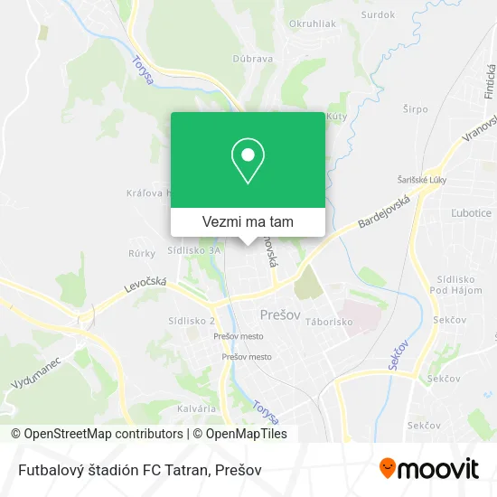 Futbalový štadión FC Tatran mapa