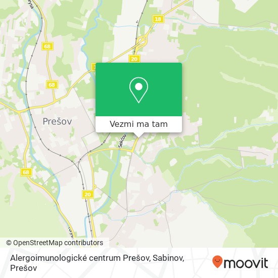 Alergoimunologické centrum Prešov, Sabinov mapa