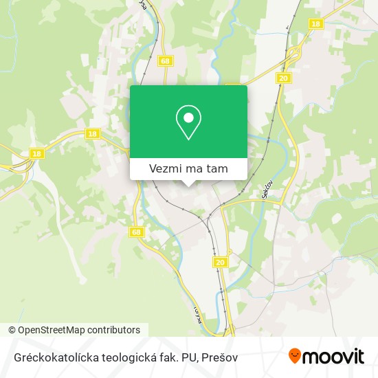 Gréckokatolícka teologická fak. PU mapa