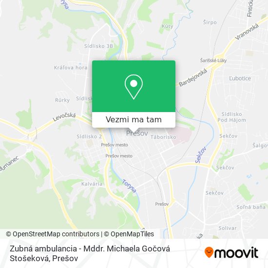 Zubná ambulancia - Mddr. Michaela Gočová Stošeková mapa