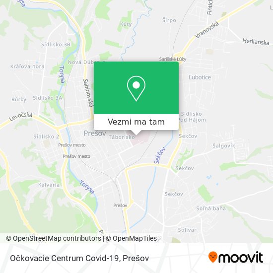 Očkovacie Centrum Covid-19 mapa