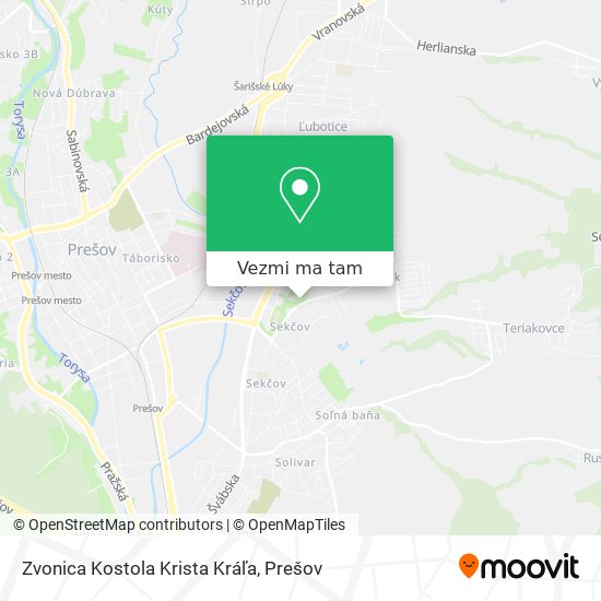 Zvonica Kostola Krista Kráľa mapa