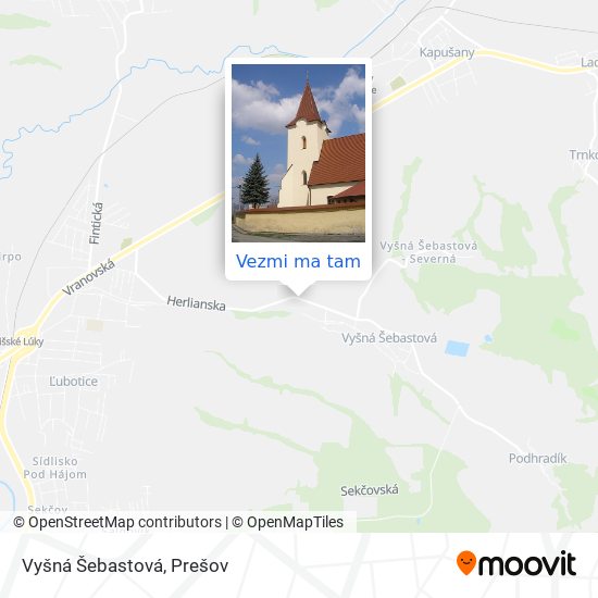 Vyšná Šebastová mapa