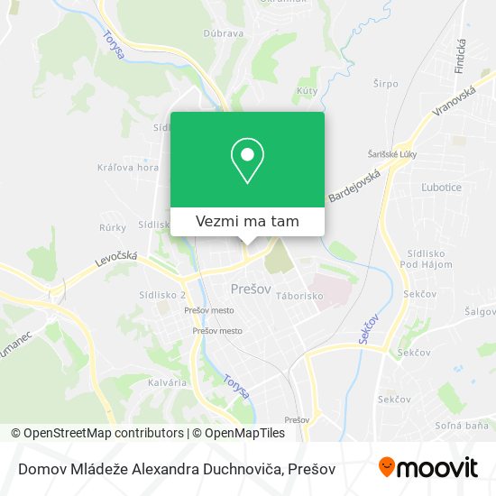 Domov Mládeže Alexandra Duchnoviča mapa