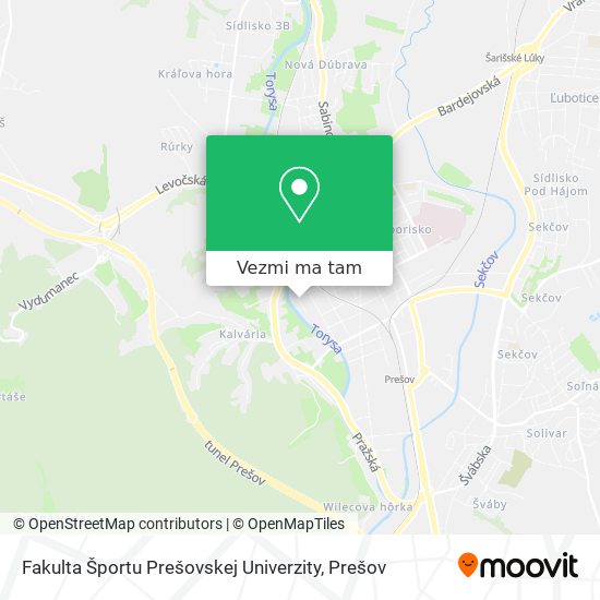 Fakulta Športu Prešovskej Univerzity mapa