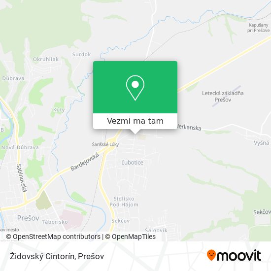 Židovský Cintorín mapa