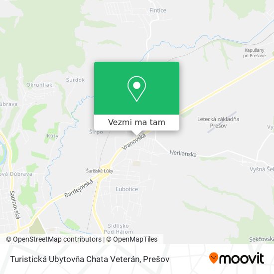 Turistická Ubytovňa Chata Veterán mapa