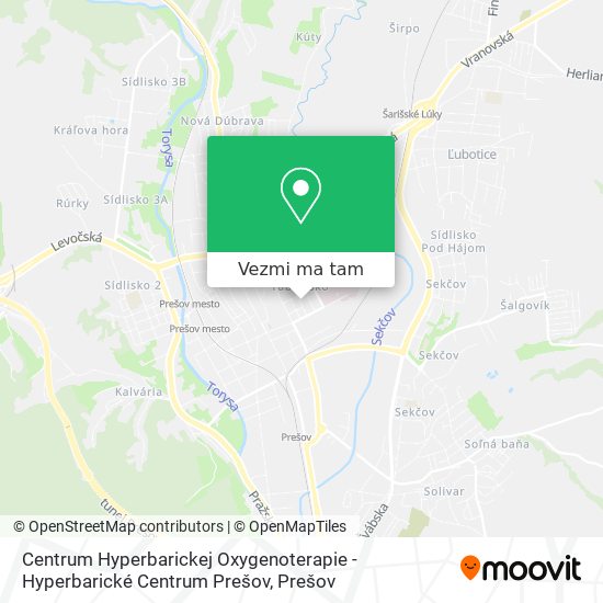 Centrum Hyperbarickej Oxygenoterapie - Hyperbarické Centrum Prešov mapa