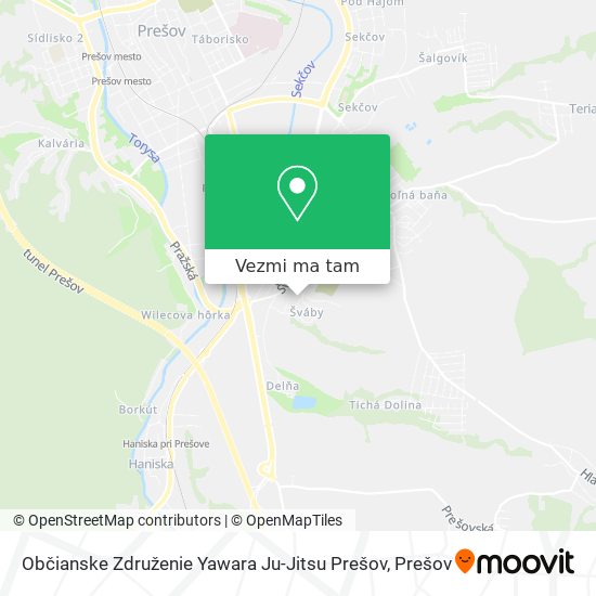 Občianske Združenie Yawara Ju-Jitsu Prešov mapa