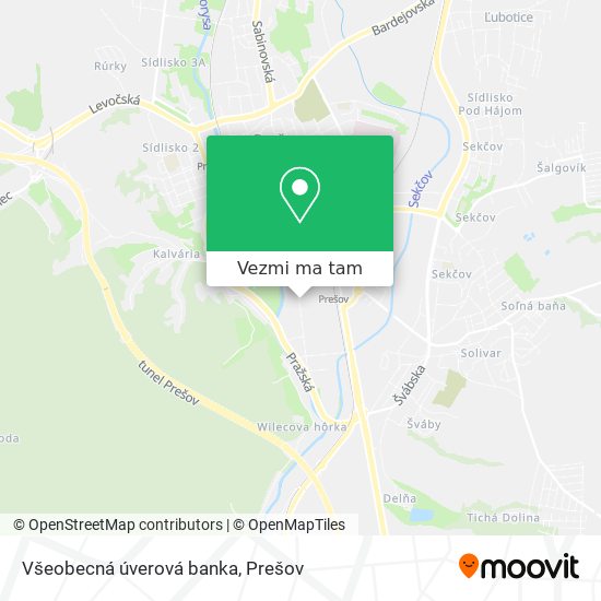 Všeobecná úverová banka mapa