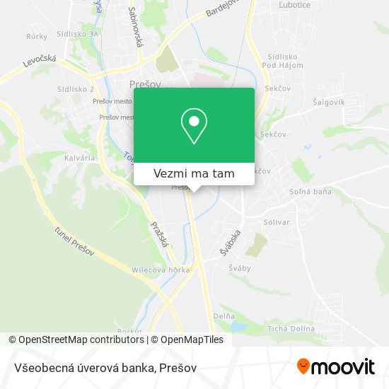 Všeobecná úverová banka mapa