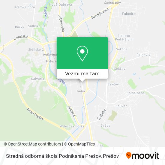 Stredná odborná škola Podnikania Prešov mapa