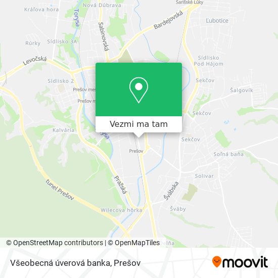 Všeobecná úverová banka mapa