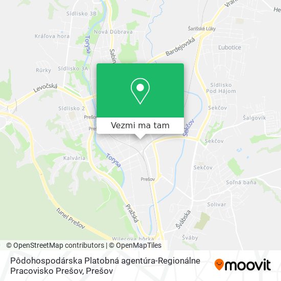 Pôdohospodárska Platobná agentúra-Regionálne Pracovisko Prešov mapa