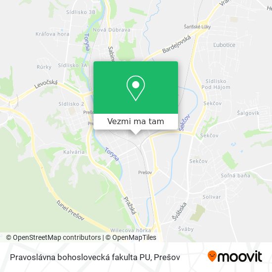 Pravoslávna bohoslovecká fakulta PU mapa