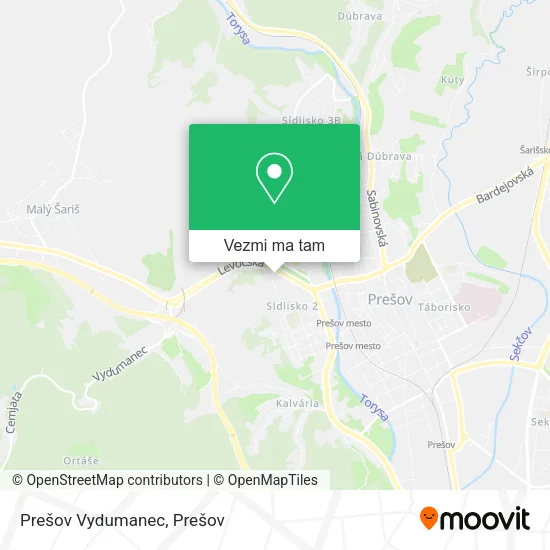 Prešov Vydumanec mapa