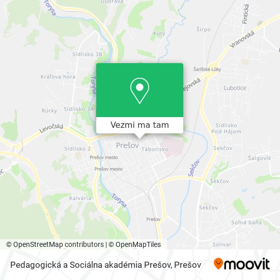 Pedagogická a Sociálna akadémia Prešov mapa