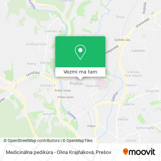 Medicinálna pedikúra - Olina Krajňáková mapa