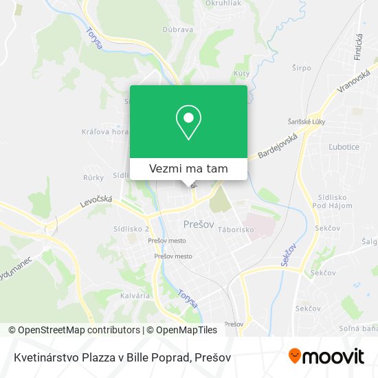 Kvetinárstvo Plazza v Bille Poprad mapa