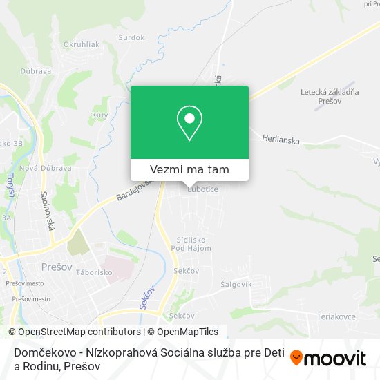 Domčekovo - Nízkoprahová Sociálna služba pre Deti a Rodinu mapa