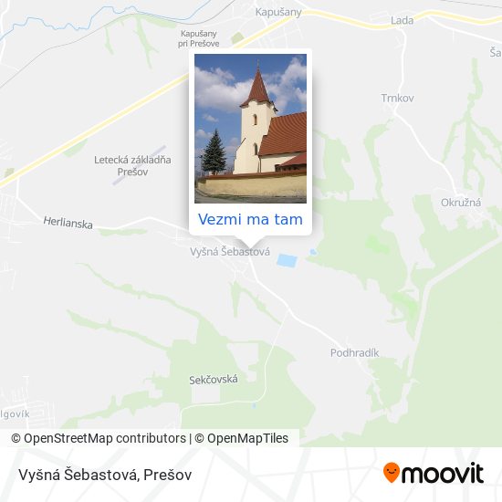 Vyšná Šebastová mapa