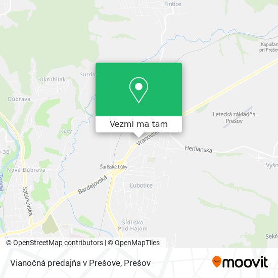 Vianočná predajňa v Prešove mapa