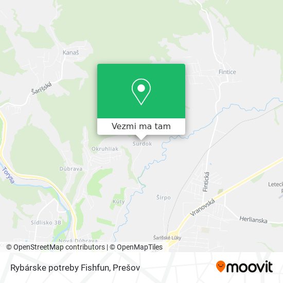 Rybárske potreby Fishfun mapa