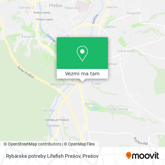 Rybárske potreby Lifefish Prešov mapa