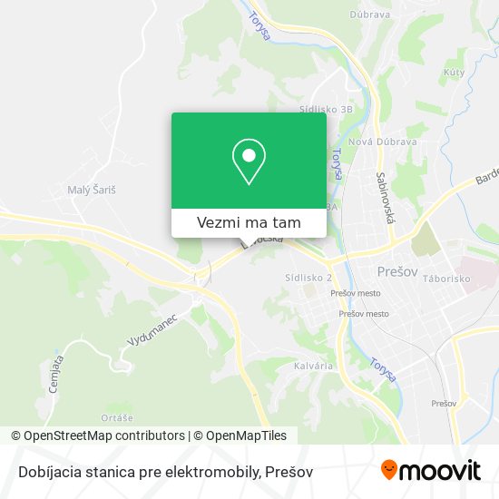 Dobíjacia stanica pre elektromobily mapa