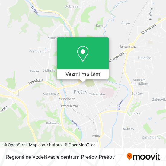 Regionálne Vzdelávacie centrum Prešov mapa