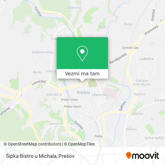 Šipka Bistro u Michala mapa