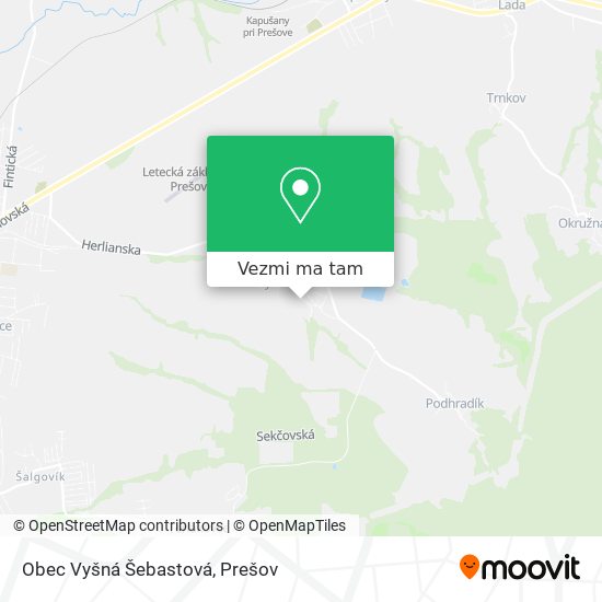 Obec Vyšná Šebastová mapa