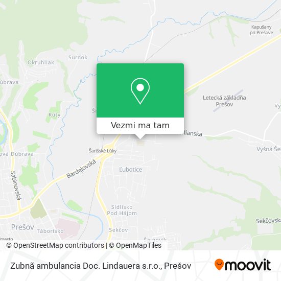 Zubnã ambulancia Doc. Lindauera s.r.o. mapa