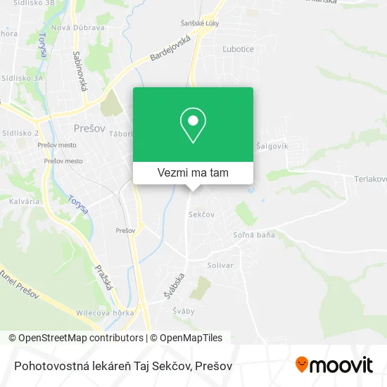 Pohotovostná lekáreň Taj Sekčov mapa