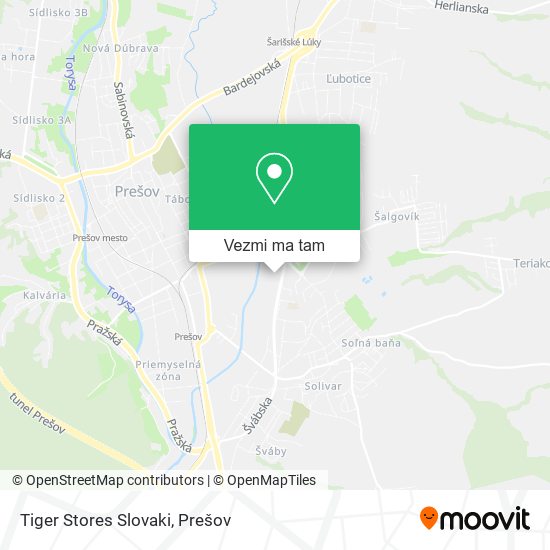 Tiger Stores Slovaki mapa
