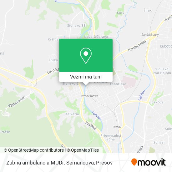 Zubná ambulancia MUDr. Semancová mapa