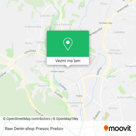 Raw Denin shop Presov mapa