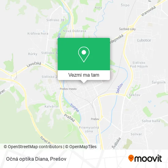 Očná optika Diana mapa
