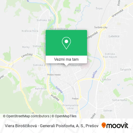 Viera Biroščíková - Generali Poisťovňa, A. S. mapa