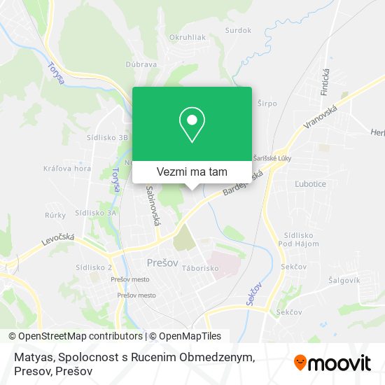 Matyas, Spolocnost s Rucenim Obmedzenym, Presov mapa