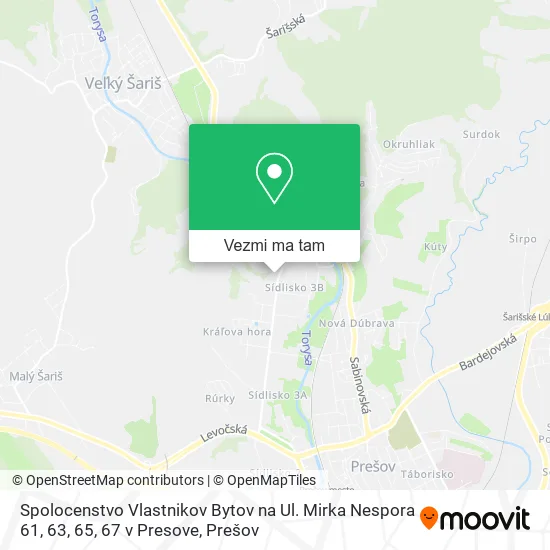 Spolocenstvo Vlastnikov Bytov na Ul. Mirka Nespora 61, 63, 65, 67 v Presove mapa