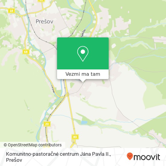 Komunitno-pastoračné centrum Jána Pavla II. mapa