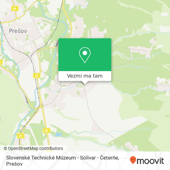 Slovenské Technické Múzeum - Solivar - Četerňe mapa